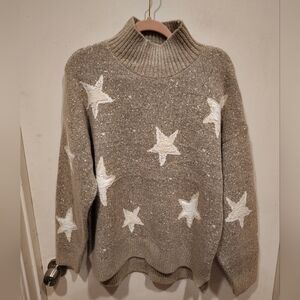 Mod Lusive NWT Women's Mock Neck Star Print Pullover Sweater Sz XL Casual Cozy